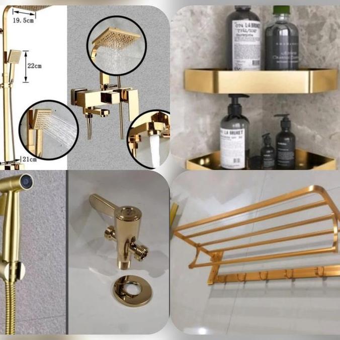 Paket kamar mandi warna gold / Asesoris kamar mandi gold / shower