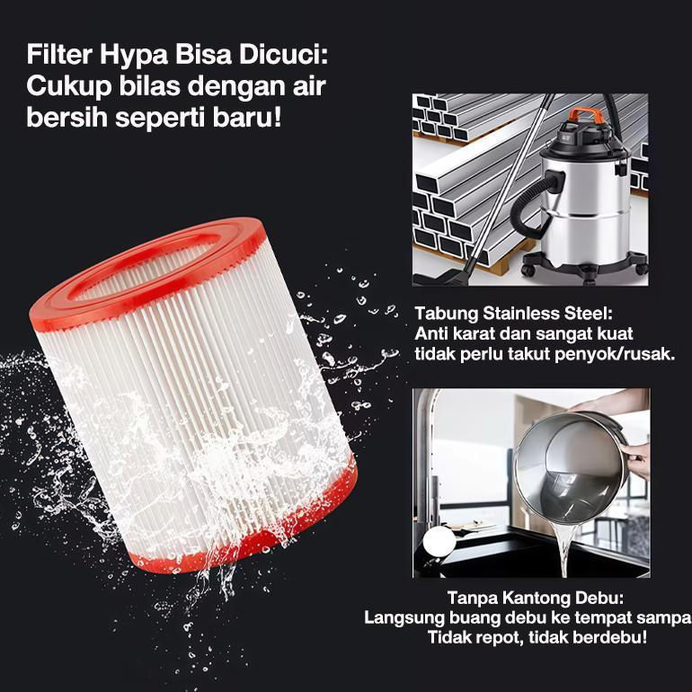 New Tixx 15L Vacuum Cleaner Low Watt 650W Vacuum Cleaner Debu Rumah Vacuum Cleaner Wet And Dry