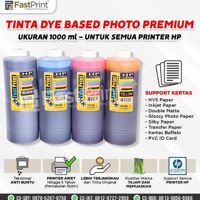 BEBAS ONGKIR - Fast Print Dye Based Photo Premium HP - Black - 1000 ML