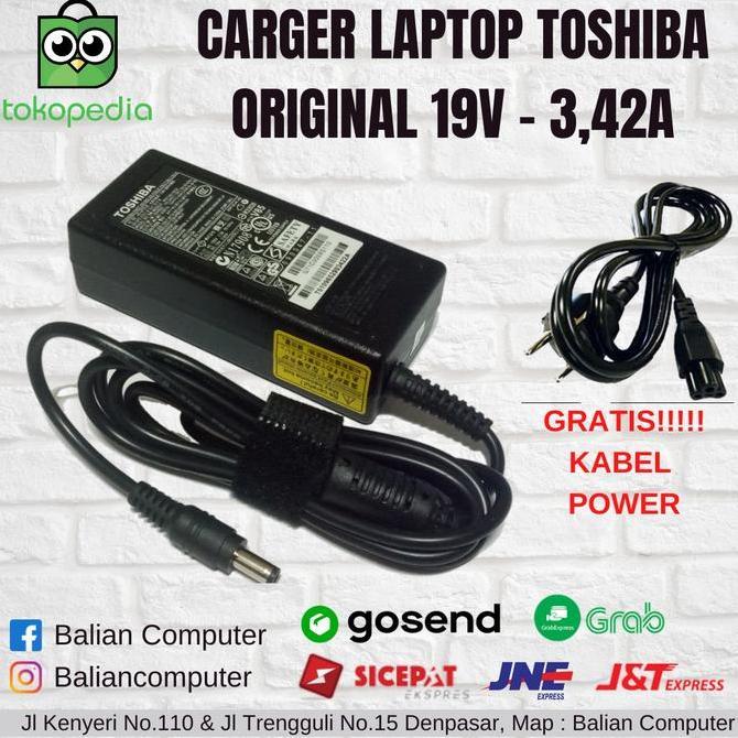 TERBARU - CHARGER LAPTOP TOSHIBA ORIGINAL 19V - 3,42a