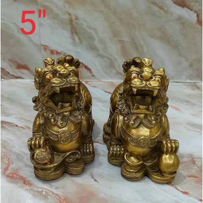 patung pi xiu / pixiu kuningan - 5 inch -01