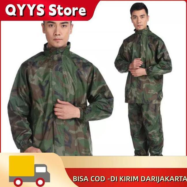 Jas Hujan Loreng Army Raincoat Campuran Pvc Parasit Dan Nilon Tebal Setelan Jas Hujan Pria Dan Wanit