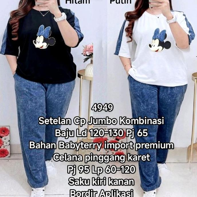 Setgirl- Setelan Celana Panjang Jumbo Bahan Babyterry Import Premium Baju Ld 120-130 Celana Lp 60-12
