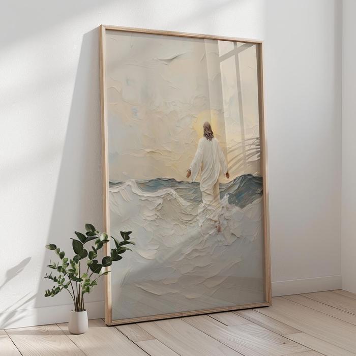 lukisan tuhan Yesus abstrak bertekstur