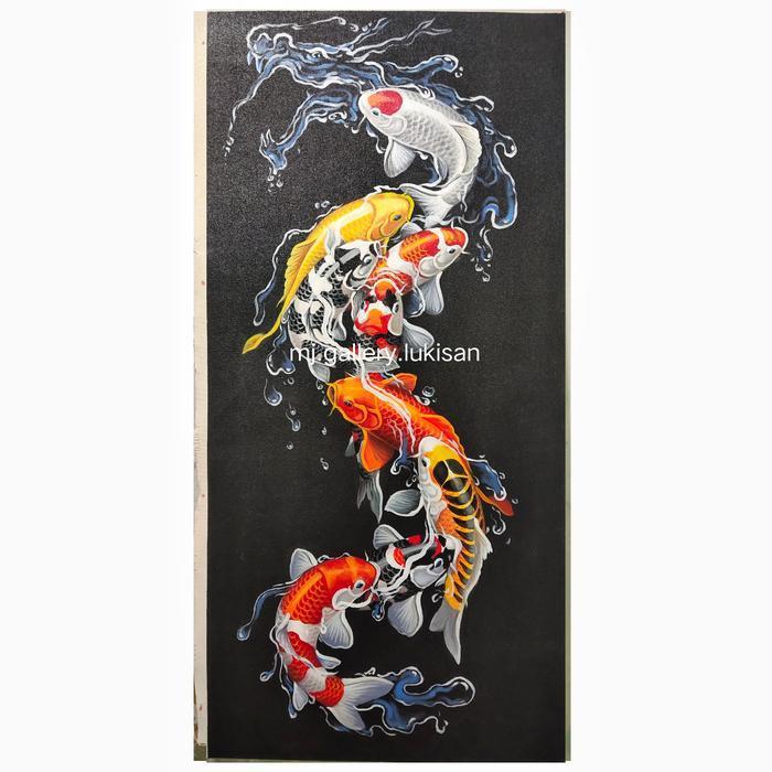 dekorasi lukisan dinding ikan koi naga
