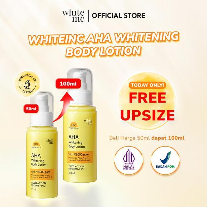 [100ml] WHITE INC AHA Body Lotion to Whitening & Moisturising | Hand Body Lotion Pencerah Mencerahka