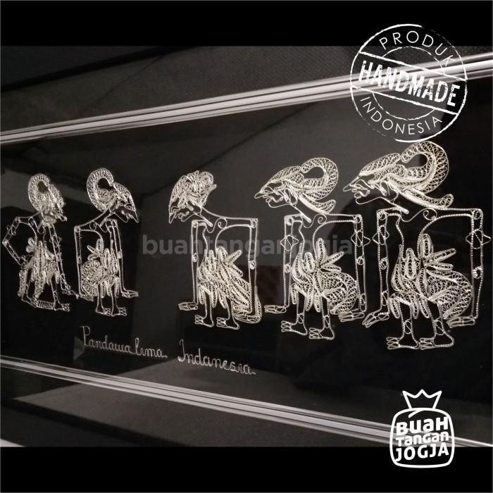 Frame Pandawa Lima Lapis Perak+Label - Khas Kotagede Jogja - 50x30 cm