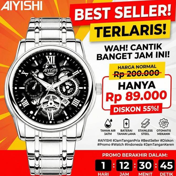 Buy 1 Get 1 Aiyishi Jam Tangan Pria Dial BeronggaKuarsa Anti Air Tali Stainless Steel Jam TanganCowo