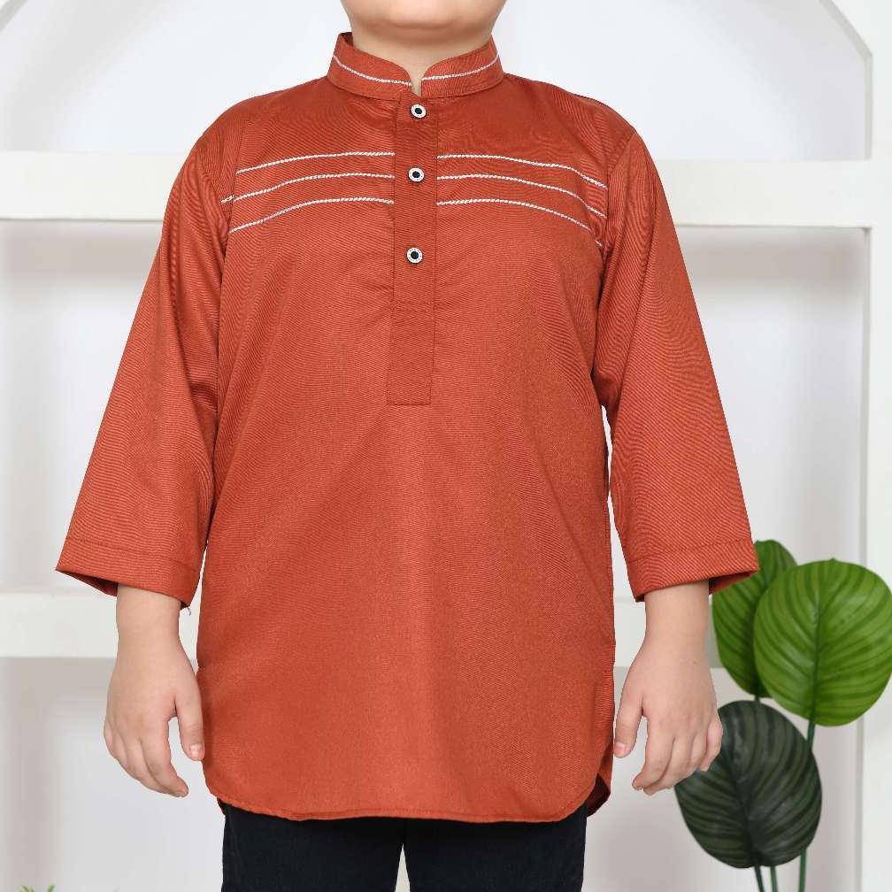 Adhipa Koko Kurta Couple Rumi Warna Merah Bata Terracotta Premium