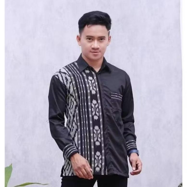 KAVELLEWORKS KEMEJA TENUN PRIA KOMBINASI POLOS BAJU ATASAN PRIA TENUN TROSO KOMBINASI TOYOBO BAJU TE