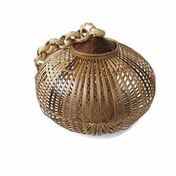 Kap lampu gantung bambu / kap lampu hias lampion / lampu cafe