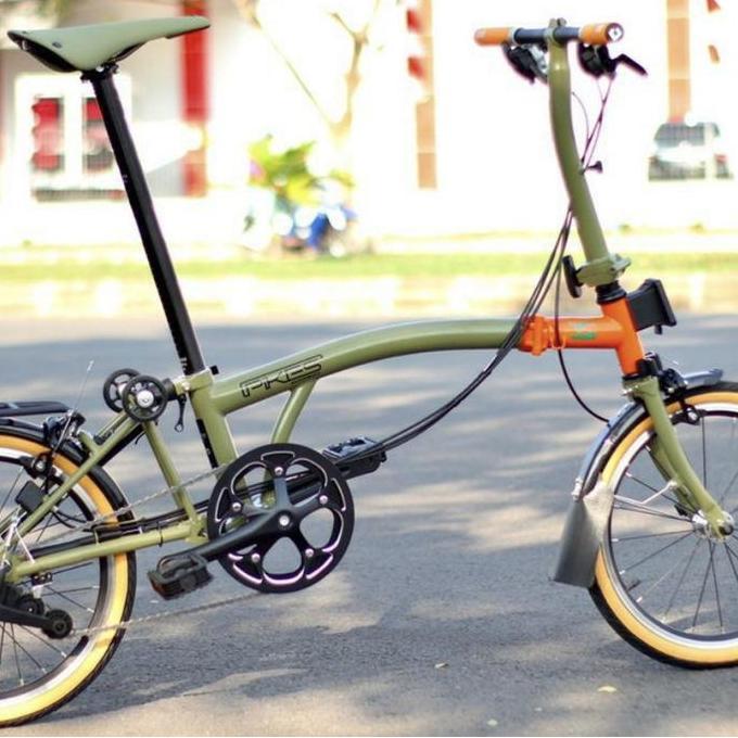 Terlaris Sepeda Lipat Element Pikes Gen 2 Nature Green Orange 16 Inch