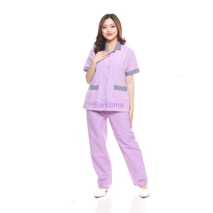 Bisa Cod - (Sandrina) Baju Seragam Suster/ Baju Baby Sitter Celana Panjang Wanita Blazer
