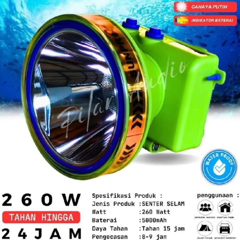sunpro s-8961 senter kepala menyelam 260watt cahaya putih