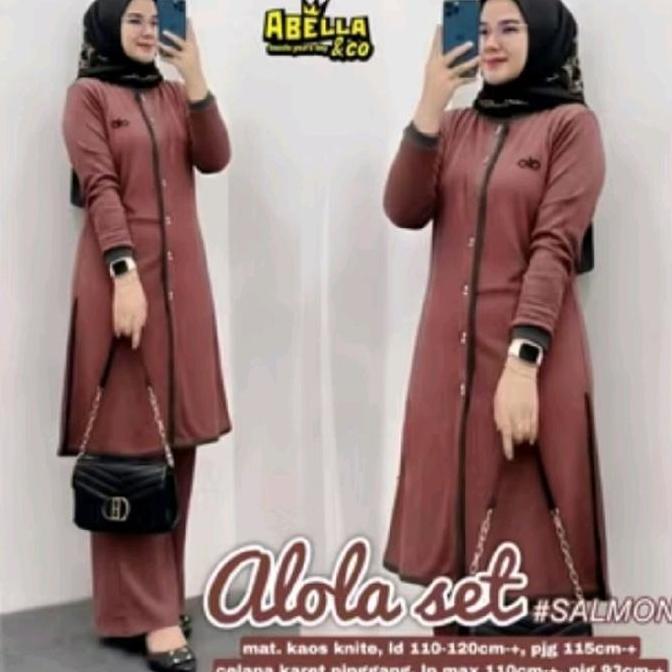PAKAIAN WANITA MUSLIM CELANA & ATASAN LONG TUNIK  Baju Setelan TF