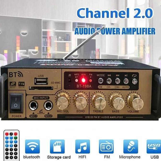 SRADAN Audio Amplifier Bluetooth HiFi DSP Mic Input 2 Channel Output