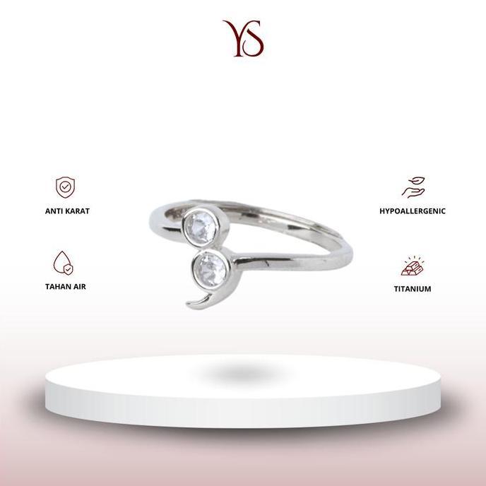 YS - Semicolon Ring CINCIN Semicolon Titanium Anti Karat Terlaris