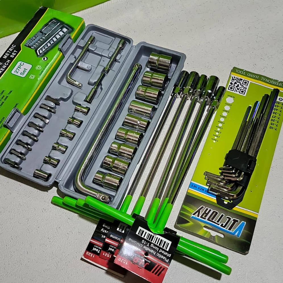Ready PROMO PAKET KUNCI 1 SET LENGKAP / Kunci Shock Seck Set 27 Pcs + Kunci T Set 5 Pcs 8-10-12-14-1
