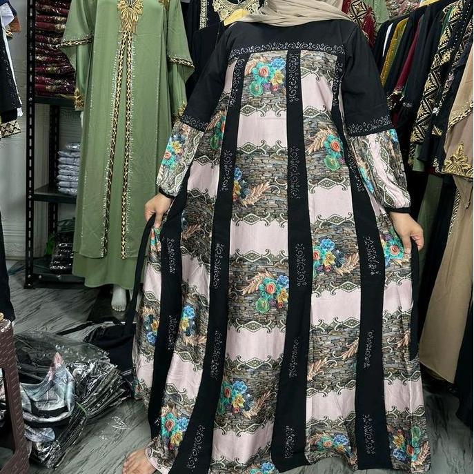Abaya premium gamis nikmah silk jet black terbaru co saat live Mewah Motif Muslim Kombinasi