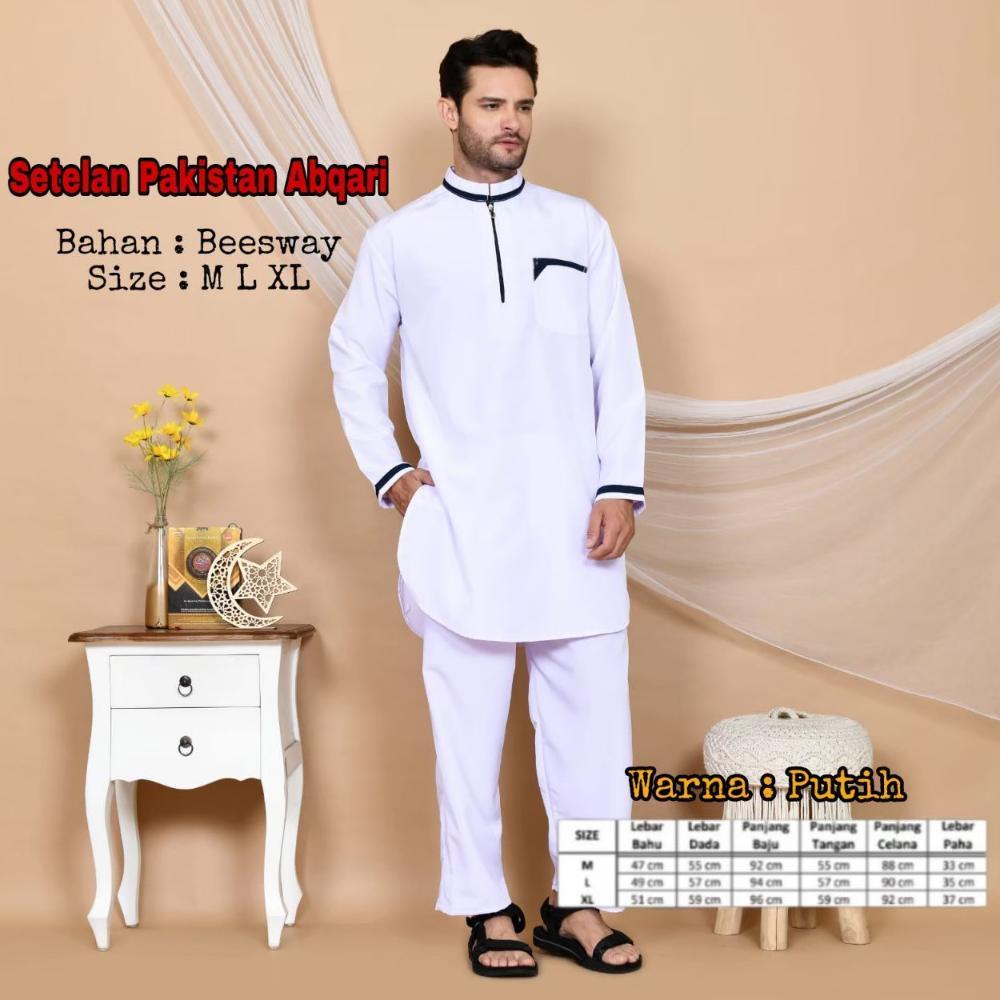 Setelan Pakistan Abqari  - Baju Koko Muslim Setelan Pakistan Dewasa - Koko Pakistan Dewasa Diskon