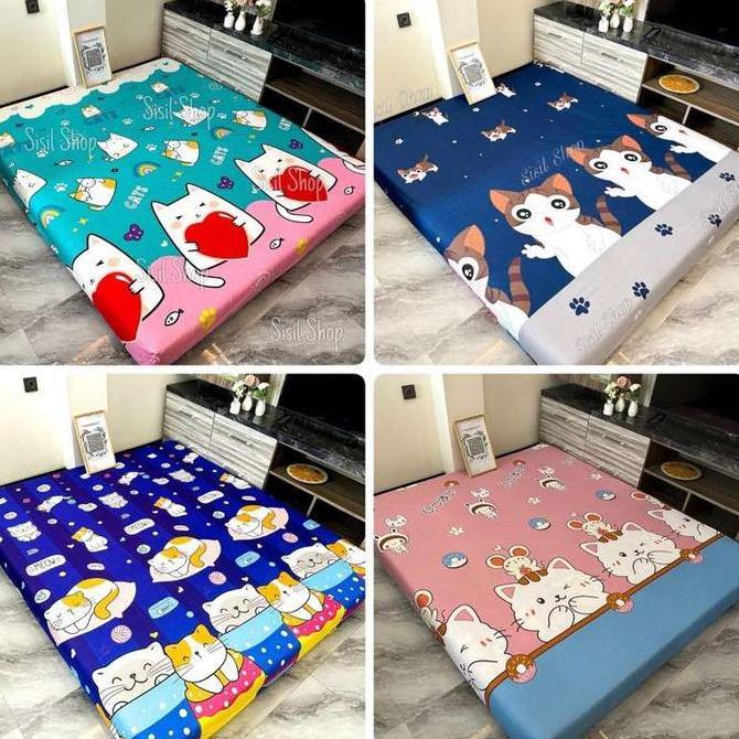 Sprei Motif Kucing Lucu Kasur Ukuran Single 120X200 Dan No 180X200 Premium