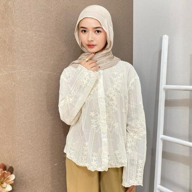 Blouse Renda Bunga Yareu Blouse Renda Bunga Wanita Lengan Panjang Korea