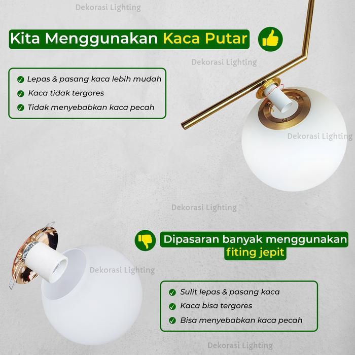 L472 Lampu gantung gold bola kaca susu modern minimalis bentuk oval