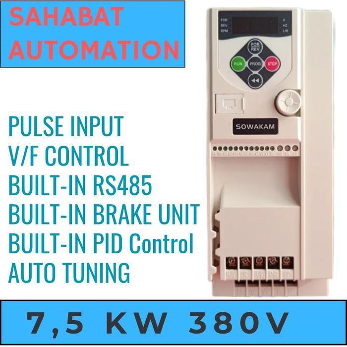 Inverter 7,5kw 7,5 kw 380V 3Phase Invt VFD Inverter motor Dinamo 7.5kw 10HP 10 HP 3Phase 380V Sowaka