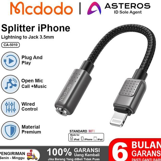 Converter Splitter iPhone Lightning To Jack 3.5mm Open Mic