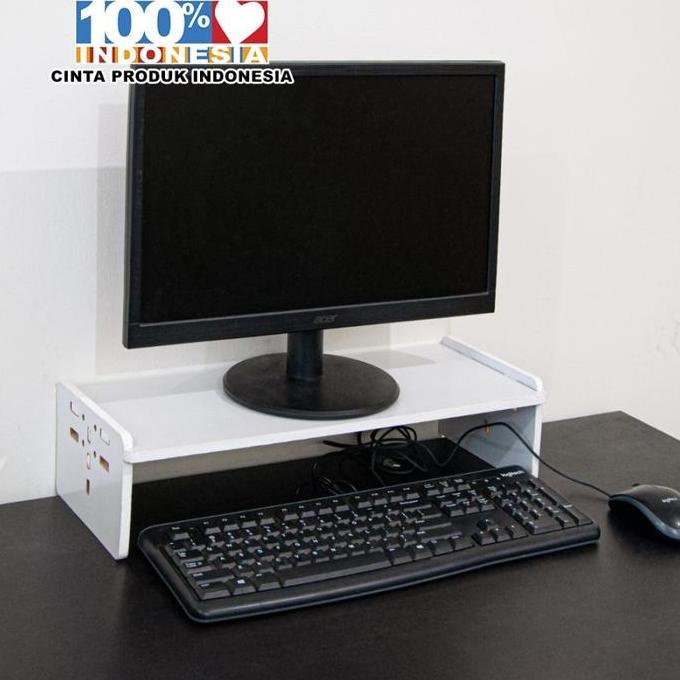 Meja Dudukan Monitor Kayu Bahan Premium Alas Stand Dudukan Monitor