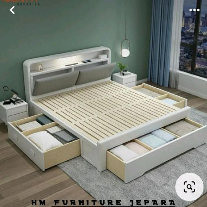 Terlaris Dipan Kasur 180X200 Minimalis Laci | Dipan Kayu Jati Murah | Dipan 160X200 | Dipan Terbaru 