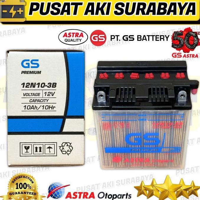 Promo ACCU ORIGINAL GS ASTRA 12N10 3B AKI MOTOR 3 RODA TOSSA VIAR NOZOMI KAISAR STROM IKAN GENSET TH