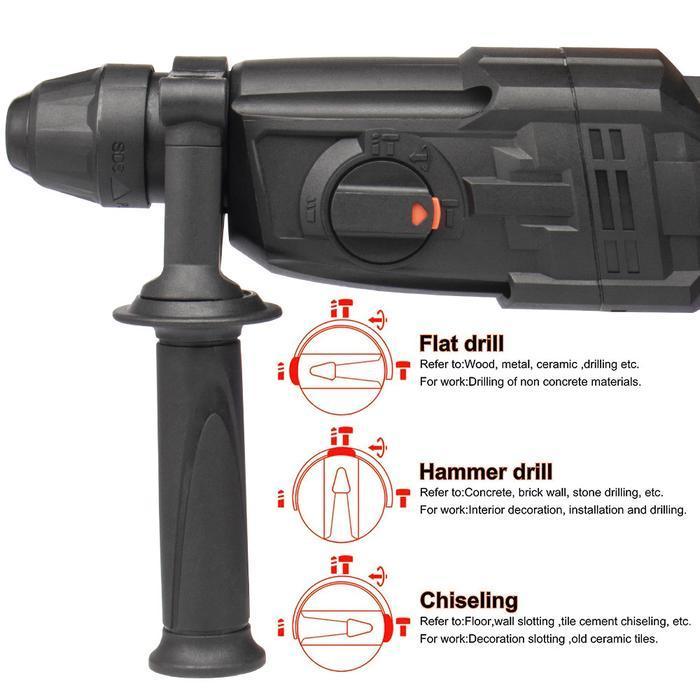 JLD Rotary Hammer Drill Mesin Bor Bobok Beton 3Mode 26mm SDS-Plus Bor Penghancur Beton Demolition Ja