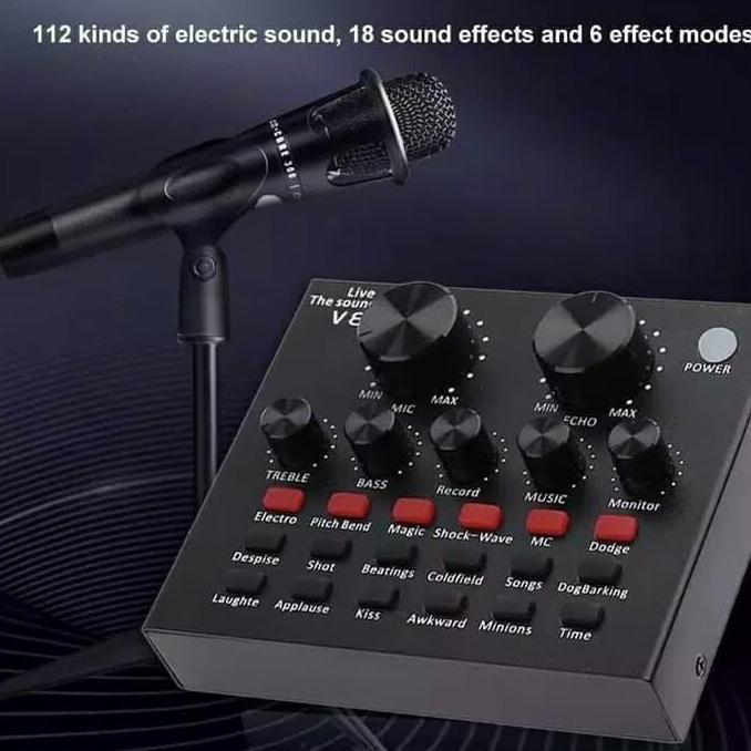 SoundCard V8 Audio untuk HP PC Mac Live Broadcast Karaoke Audio Mixer