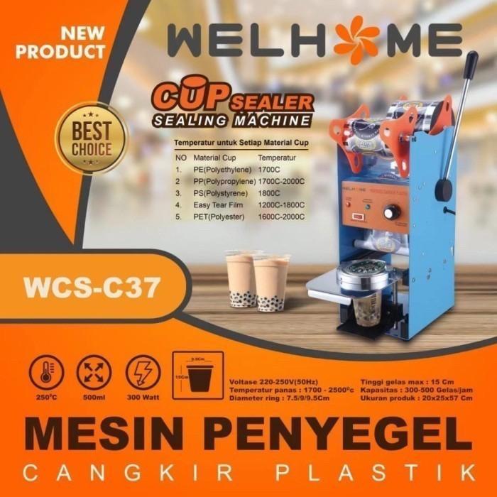 Cup sealer Welhome WCS-C37 alat press gelas plastik minuman