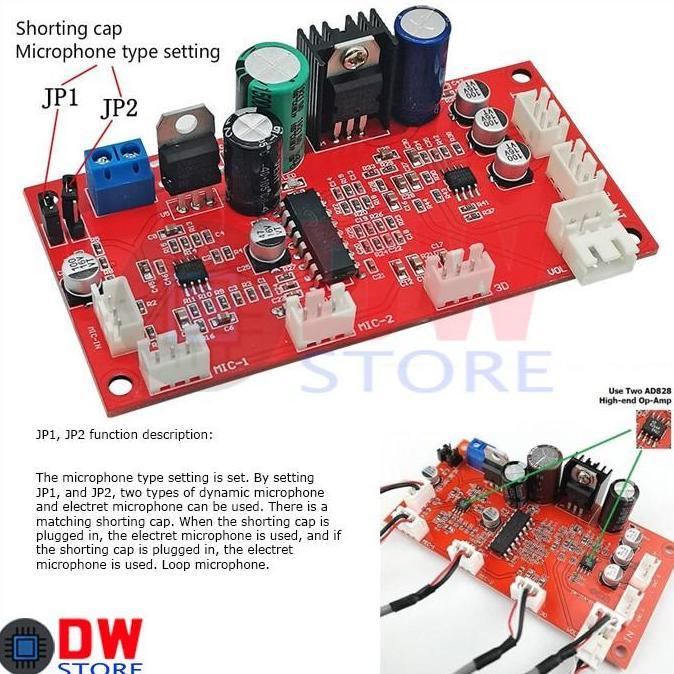 Modul PT2399 AD828 Stereo Karaoke 2 Ch Microphone Echo Reverb Efek