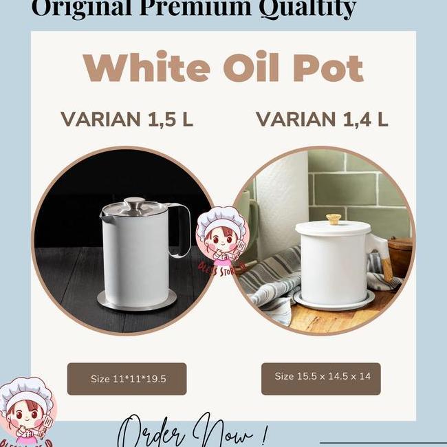 Oil Pot Putih Wadah Penyaring Minyak Tempat Penyaring