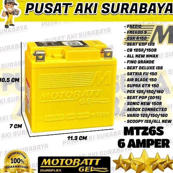 Promo TERMURAH PUSAT AKI MOTOR KAWASAKI KLX 150 MOTOBATT MTZ6S ACCU KERING MOTOBATT KLX 150 GTZ6V YT