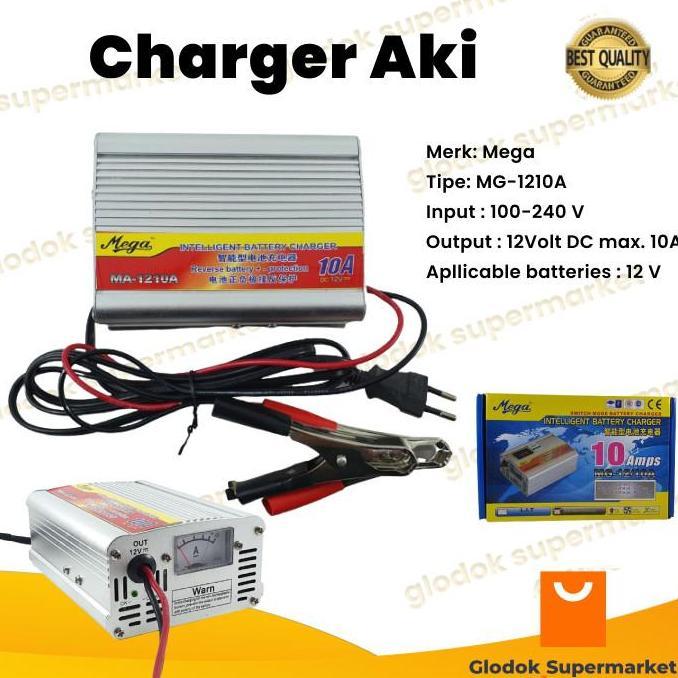 Charger Aki 12v 10a Mega Battery Charger Cas ACCU Motor Mobil MG-1210A FORSALE