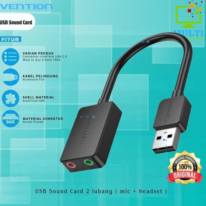Vention CDY USB Sound Card 2 lubang ( mic + headset )