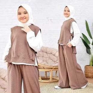 TERLARIS Setelan Anak Perempuan Sherina Set Kids 3In1 Crinkle Airflow One Set Remaja Tanggung Setcel