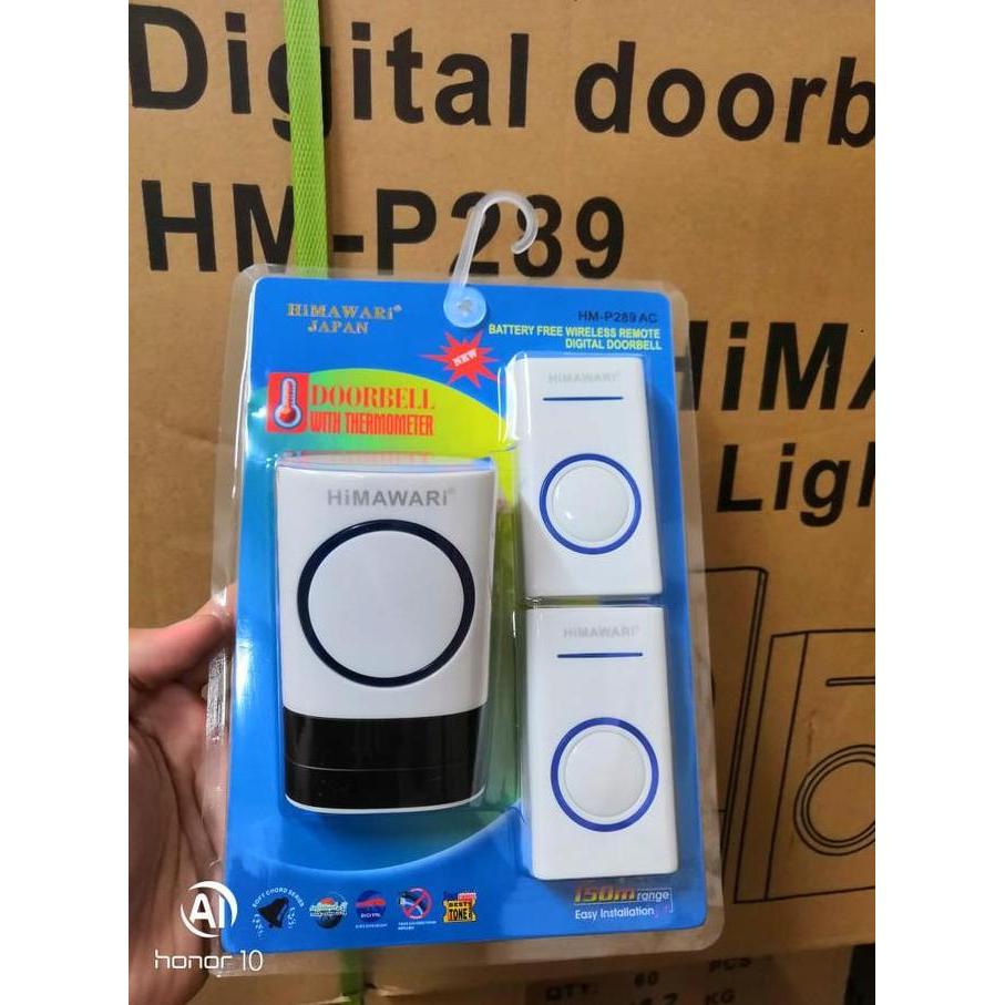 Himawari Wireless Digital Door Bell - Tanpa Baterai - Dual Remote
