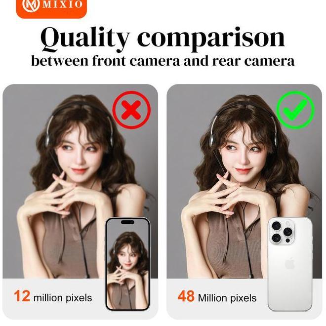 Mixio S100 Magic Stand Streaming Kaca Berdiri Cermin Untuk Dengan Kamera Belakang Untuk Video Pakai 