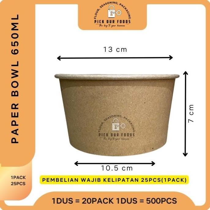 TERLARIS [1PACK] PAPER BOWL CRAFT 800ML | PAPER BOWL 800 ML COKLAT | RICE BOWL CRAFT 800ML KRAFT TER