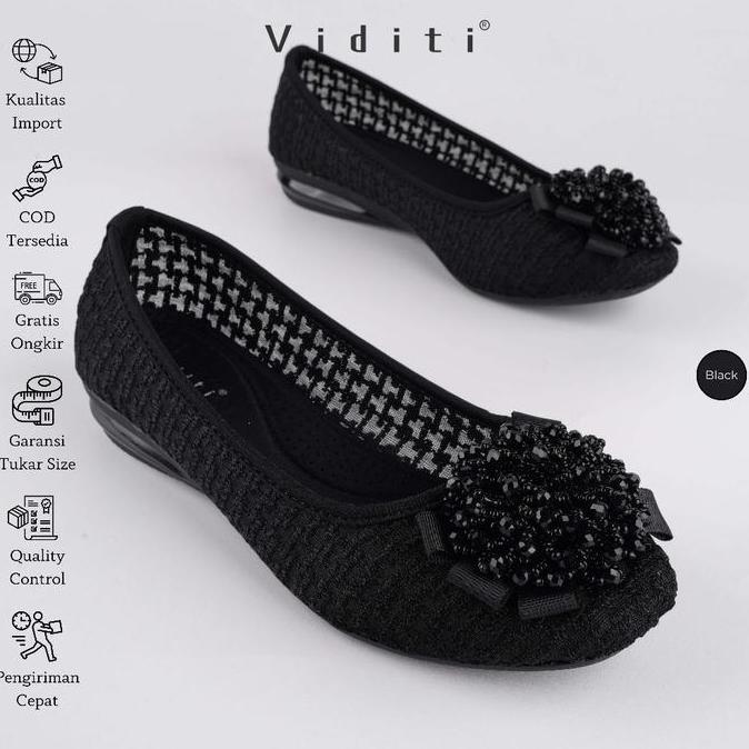 Viditi Kina | Sepatu Import Wanita | Kerja | Kuliah | Flat | Lepes | Hitam | Shoes