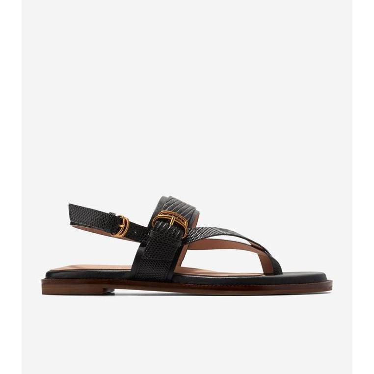Cole Haan Women Anica Lux Buckle Sandal - Sepatu Wanita (Black)