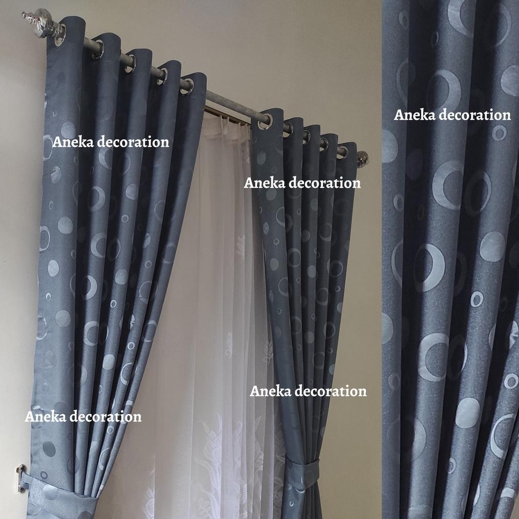 Gorden Jendela Pintu Minimalis Motif Polkadot Warna Panjang Tinggi Gordyn Korden Hordeng Gordeng