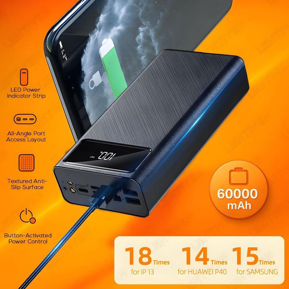 New Lentiven Powerbank 60000Mah 4 Usb Fast Charging