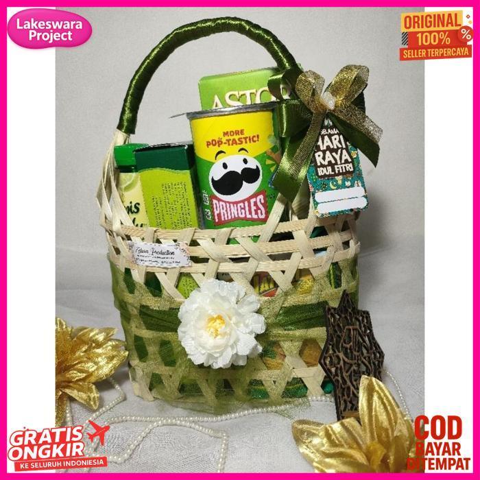 Kekinian Paket 5 Hampers Hari Raya Idul Fitri | Parcel Lebaran Keranjang Bambu Sedang