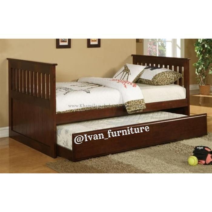 DIPAN SORONG JATI UKURAN 120 X 200 CM , TEMPAT TIDUR SORONG MINIMALIS